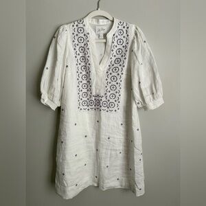 Lilly Pulitzer White Tunic Mini Dress with Purple Embroidery